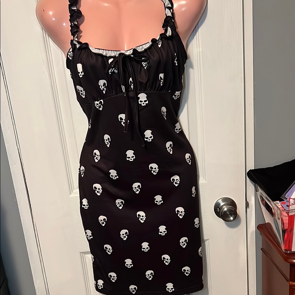 Black Skull Print Dress